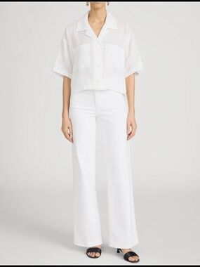 FRAME Le Slim Palazzo Pants in White Size 32
